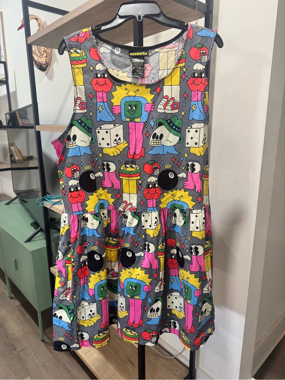 NOOWORKS Big Pocket Dress Burger Babie 3X - Minor Print Imperfection